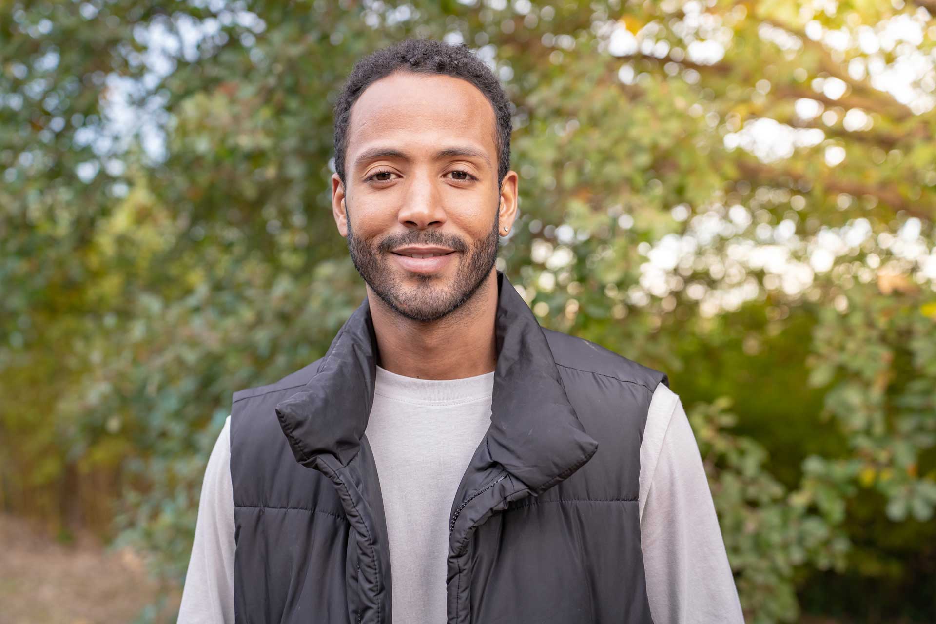 Notary public man smiling for photoshoot