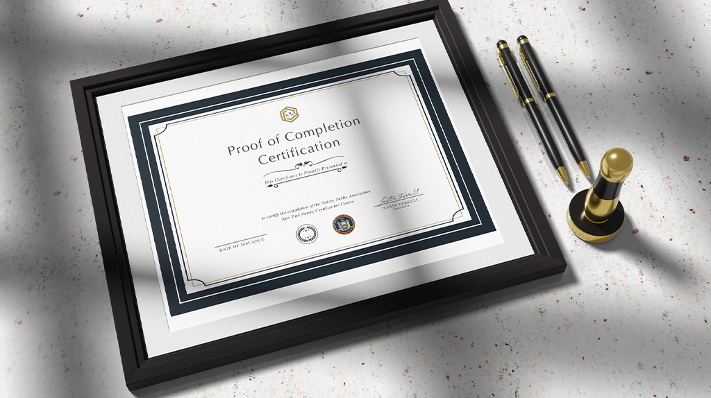 a certificate of completion for the state of new york
