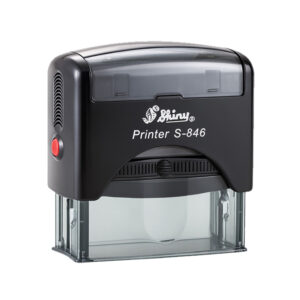 Close up High-quality image of a self-inking stamp, durable and refillable with a sleek design, perfect for professional and everyday notary use. for category