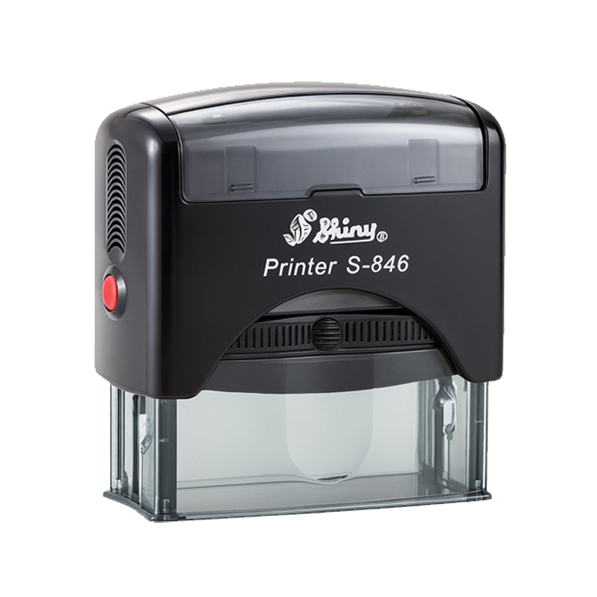 Close up High-quality image of a self-inking stamp, durable and refillable with a sleek design, perfect for professional and everyday notary use. for category