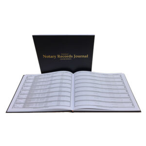 Hard cover Professional notary recordkeeping journal in softcover design, includes terms, definitions, and California-favored detailed entry format.