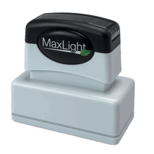 Pre-inked Jurat notary stamp with sleek black casing, customized to meet state-specific requirements and your name if applicable.