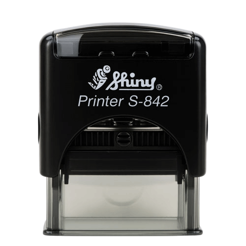 Self-inking Jurat notary stamp with durable black casing, customized to state-specific requirements and your name if applicable.