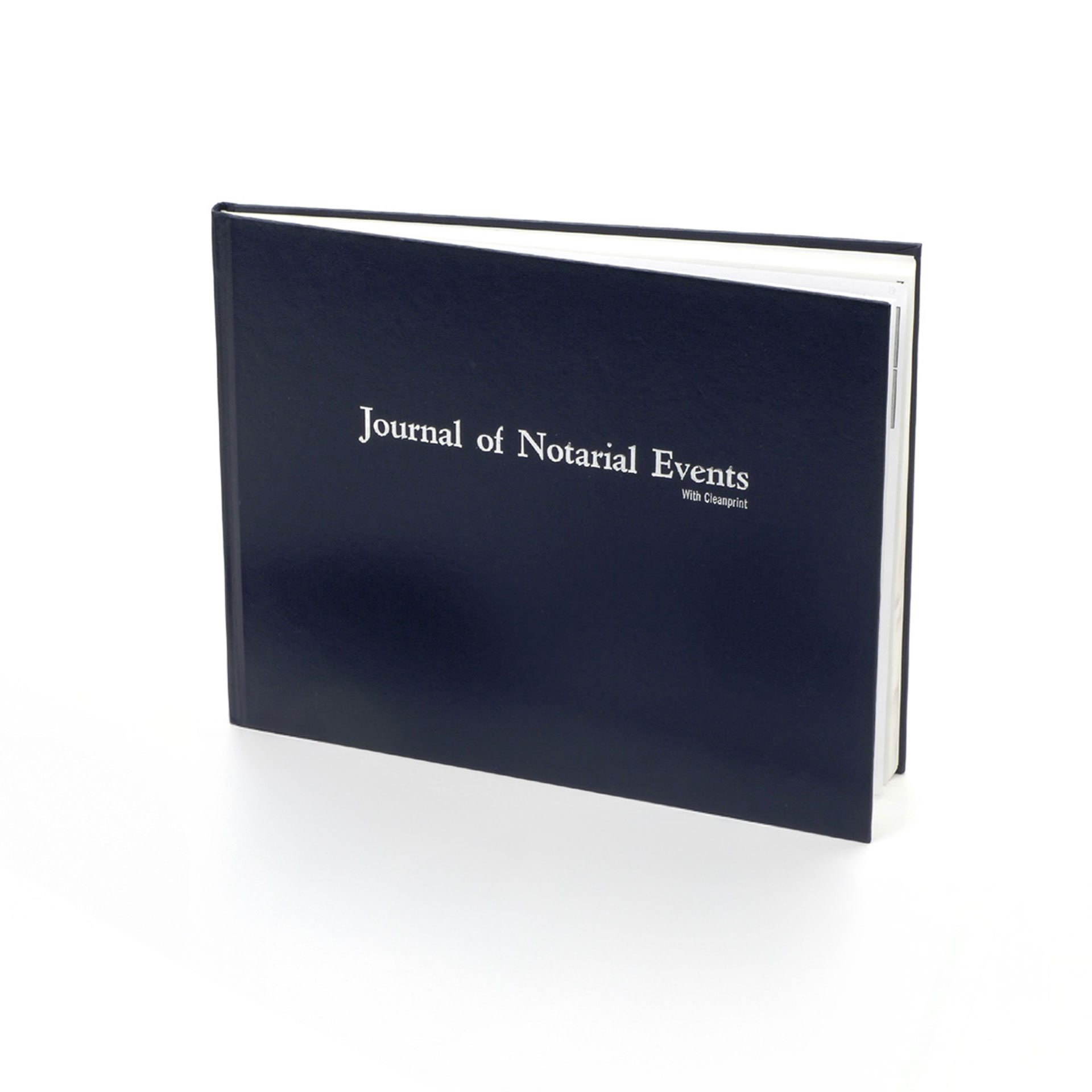 Notary journal on display with ink pad