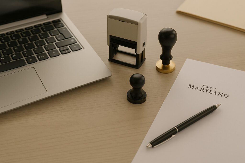 Minimal, realistic office-style scene with soft neutral lighting, showing tidy documents and workspace elements with no people.